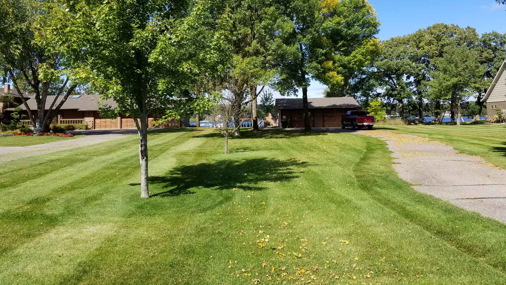 Lawn that was mowed recently in front of a home in St. Cloud, MN.