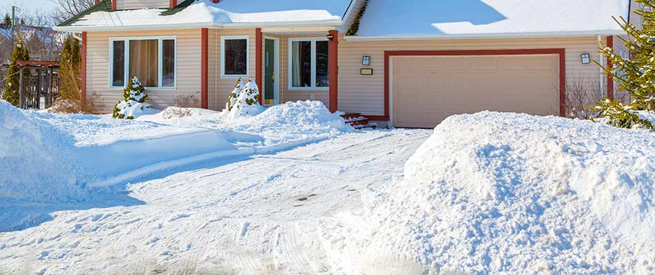Snow removed from a home's driveway near Sauk Rapids, MN.
